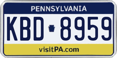 PA license plate KBD8959