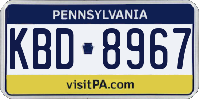 PA license plate KBD8967
