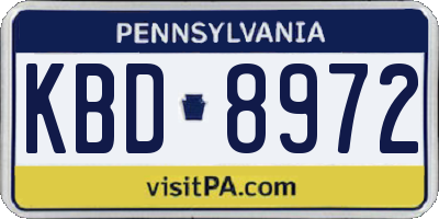 PA license plate KBD8972