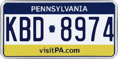 PA license plate KBD8974