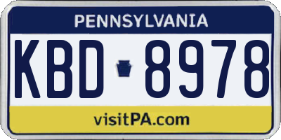 PA license plate KBD8978