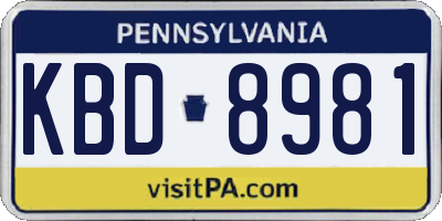 PA license plate KBD8981