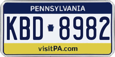 PA license plate KBD8982