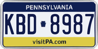 PA license plate KBD8987