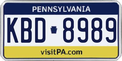 PA license plate KBD8989