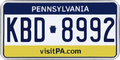 PA license plate KBD8992