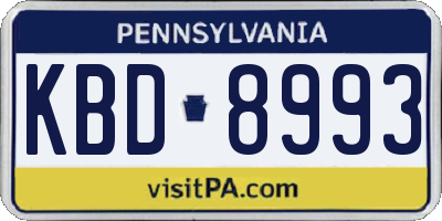 PA license plate KBD8993