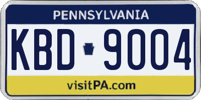 PA license plate KBD9004