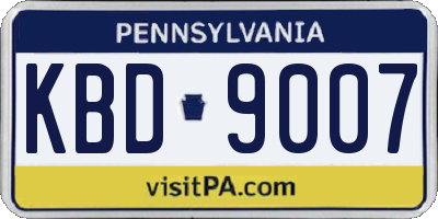 PA license plate KBD9007