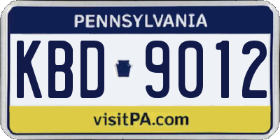 PA license plate KBD9012