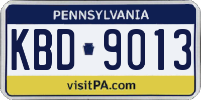 PA license plate KBD9013