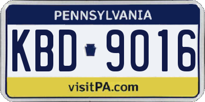 PA license plate KBD9016
