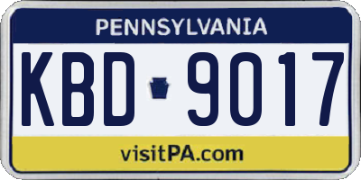 PA license plate KBD9017