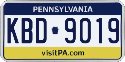 PA license plate KBD9019