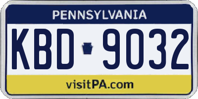 PA license plate KBD9032
