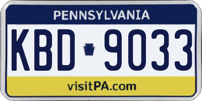 PA license plate KBD9033
