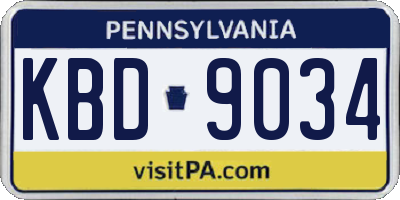 PA license plate KBD9034