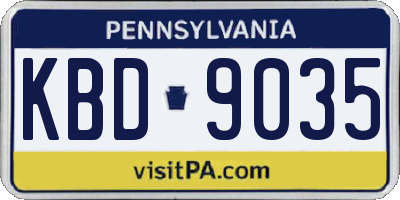 PA license plate KBD9035