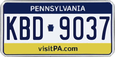 PA license plate KBD9037
