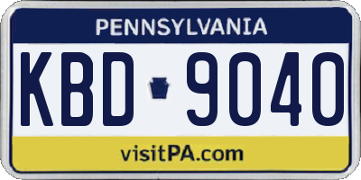 PA license plate KBD9040