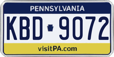 PA license plate KBD9072