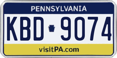 PA license plate KBD9074