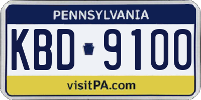 PA license plate KBD9100