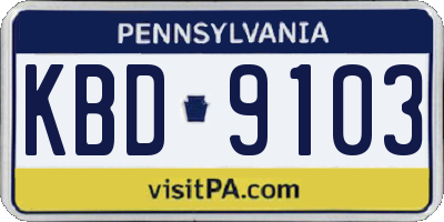 PA license plate KBD9103