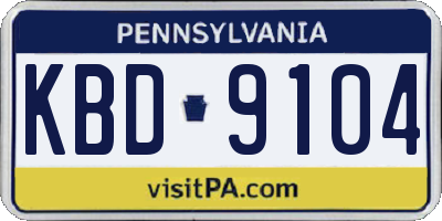 PA license plate KBD9104