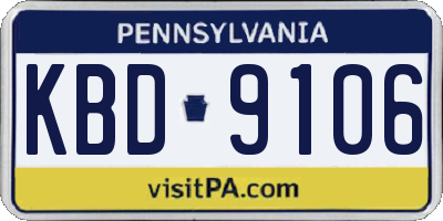 PA license plate KBD9106