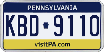 PA license plate KBD9110