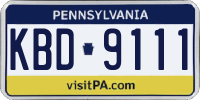 PA license plate KBD9111