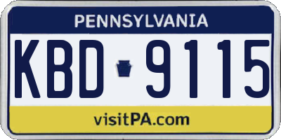 PA license plate KBD9115
