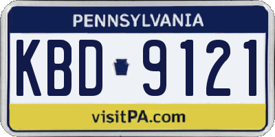 PA license plate KBD9121