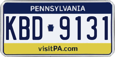 PA license plate KBD9131