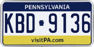 PA license plate KBD9136