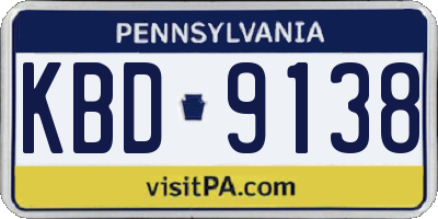 PA license plate KBD9138