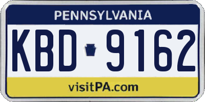 PA license plate KBD9162