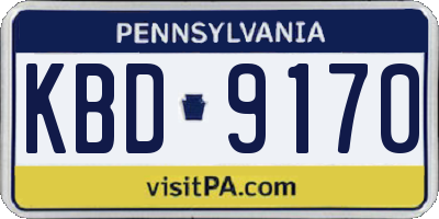 PA license plate KBD9170