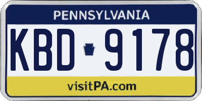 PA license plate KBD9178