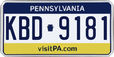 PA license plate KBD9181