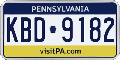 PA license plate KBD9182