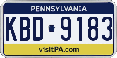 PA license plate KBD9183
