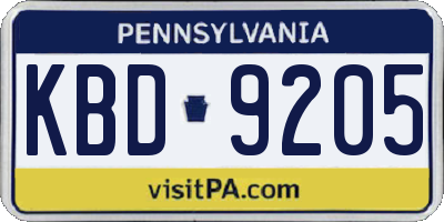 PA license plate KBD9205