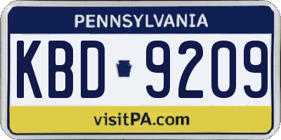 PA license plate KBD9209