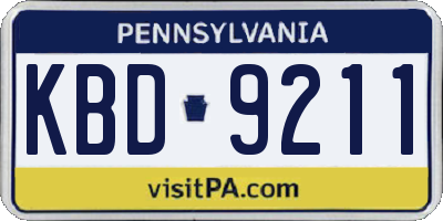 PA license plate KBD9211