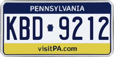 PA license plate KBD9212