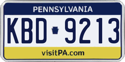 PA license plate KBD9213