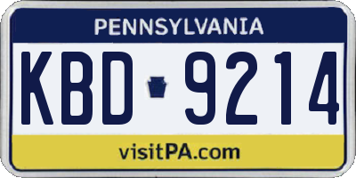 PA license plate KBD9214