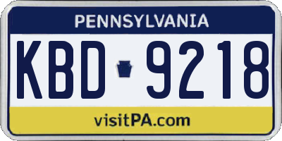 PA license plate KBD9218
